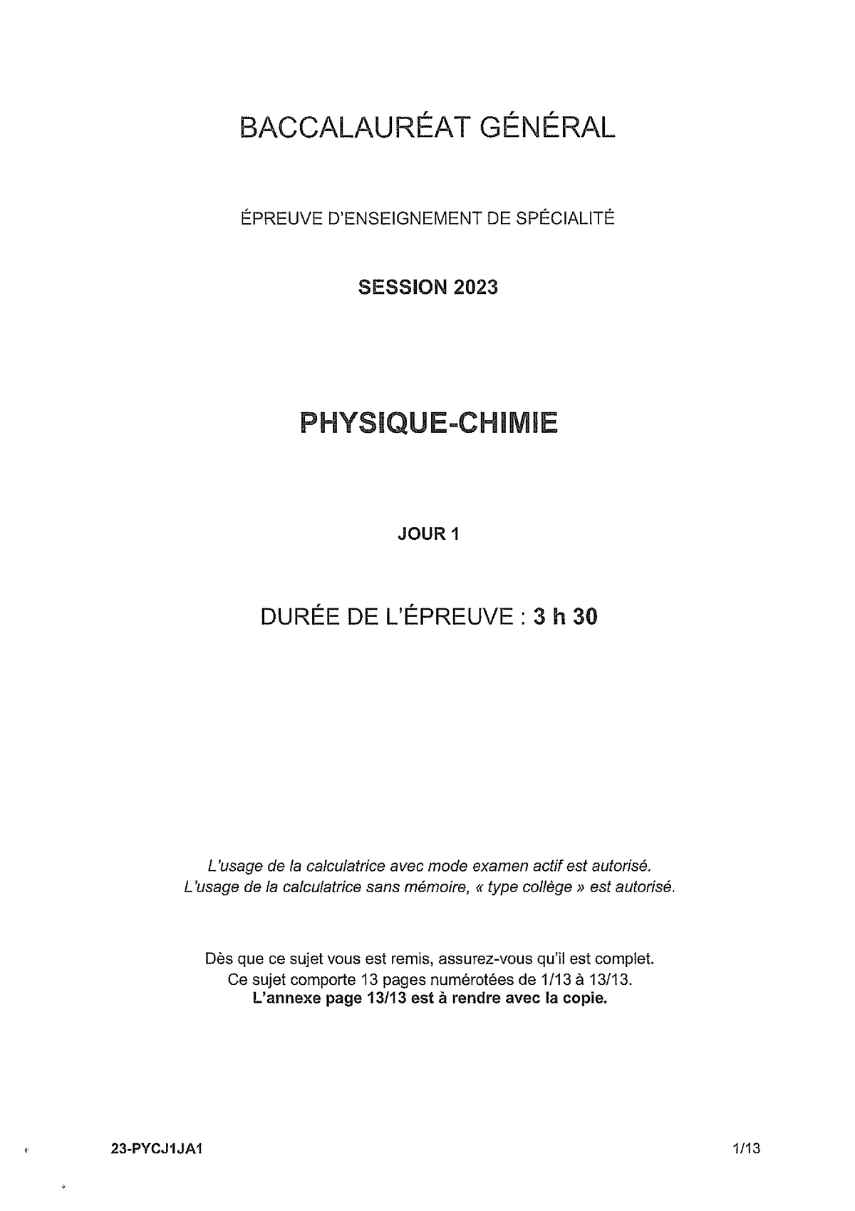 2023 Asie J1 Sujet Original Physiquechimie Studocu