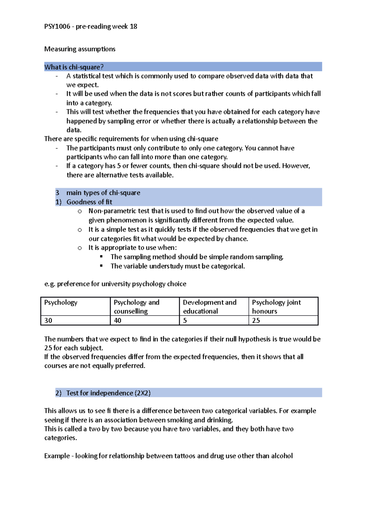 Measuring assumptions week 18 pre-session - Measuring assumptions What ...