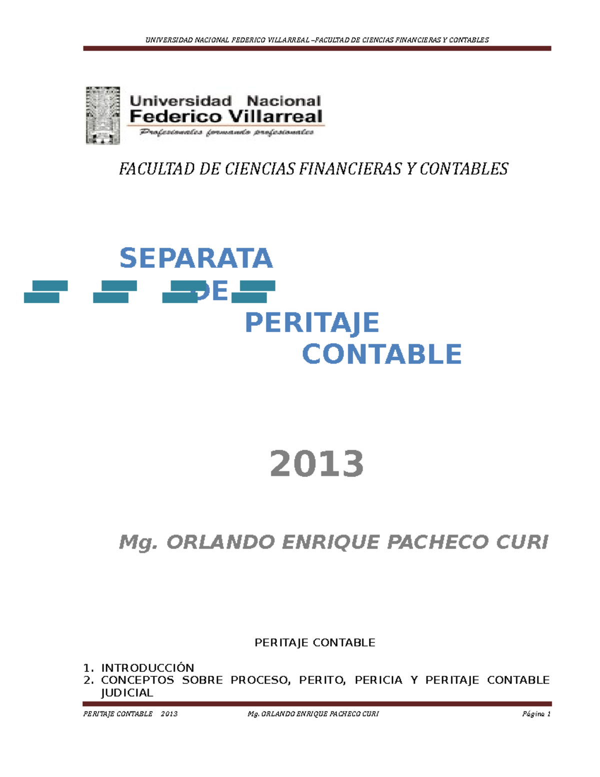 Peritaje Contable - Contabilidad - FACULTAD DE CIENCIAS FINANCIERAS Y ...