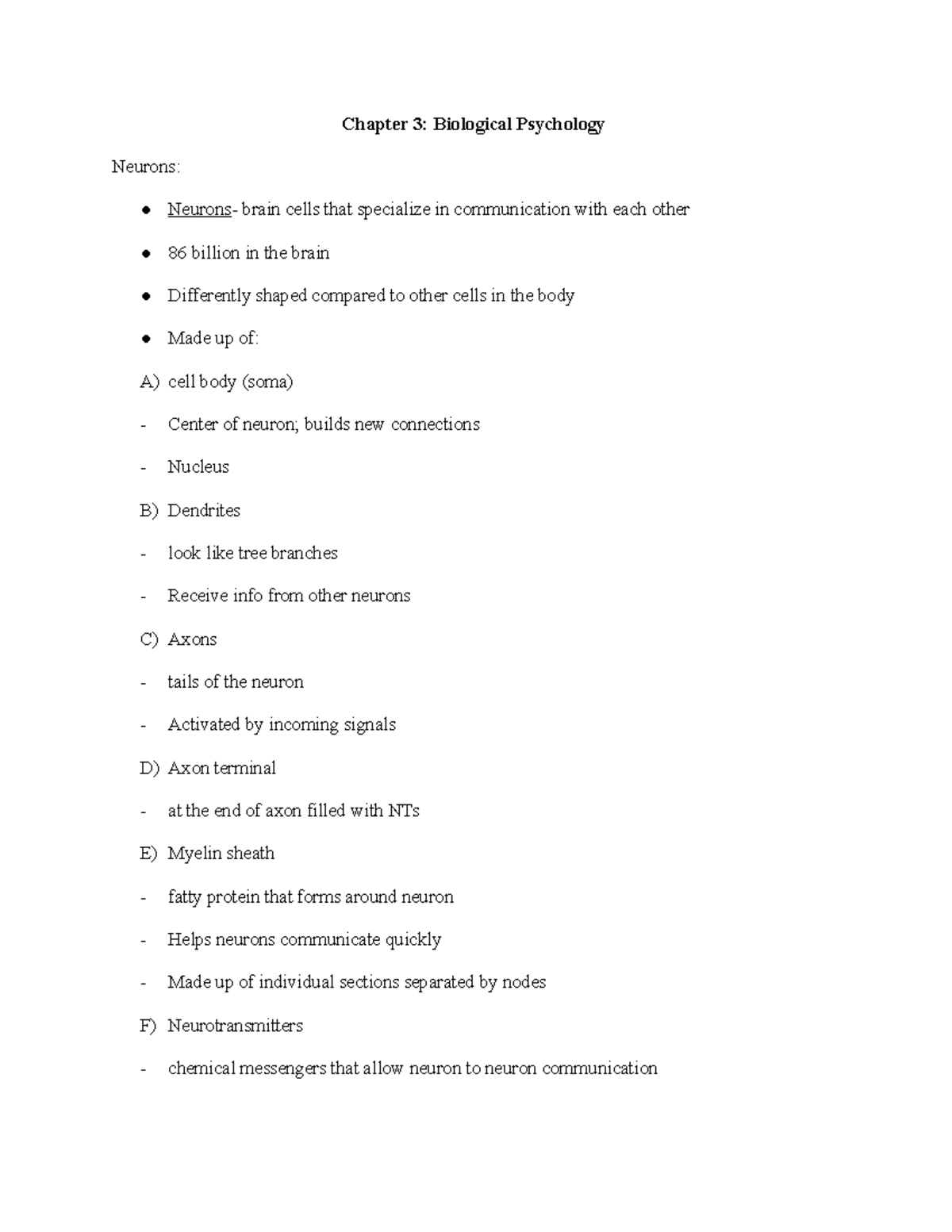 Chapter 3 Biological Psychology - Chapter 3: Biological Psychology ...