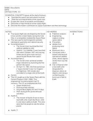 9.3 3-Column Notes - NAME: DATE: UNIT/LECTURE: 9 Geology History of the ...
