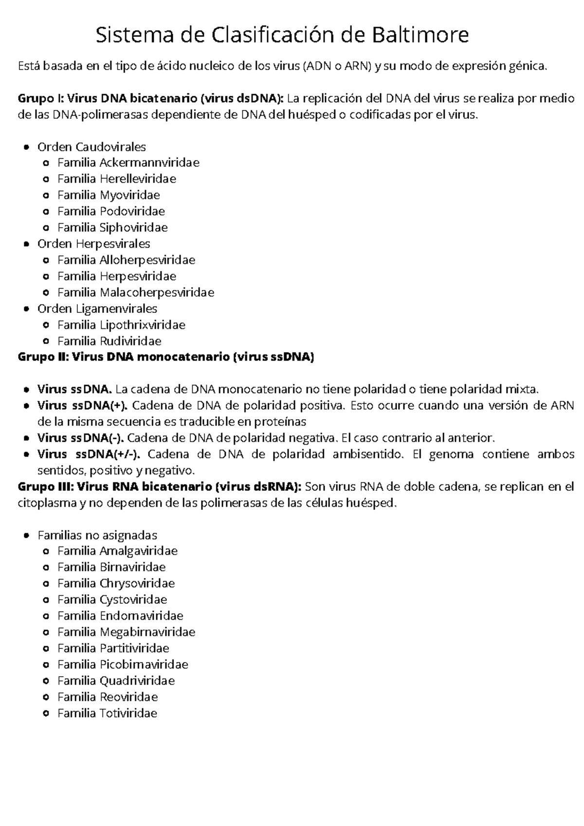 Sistema de Clasificación de Baltimore - Sistema de Clasificación de ...