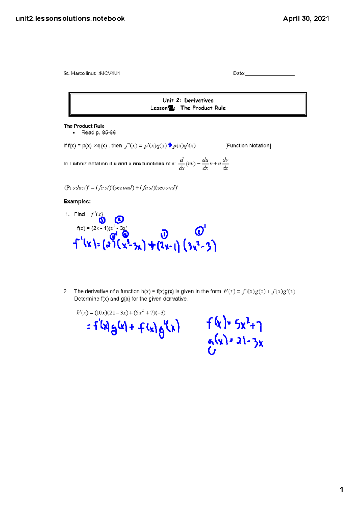 Unit2lesson 2solutions - MATH 115 - unit2.lessonsolutions 1 April 30 ...