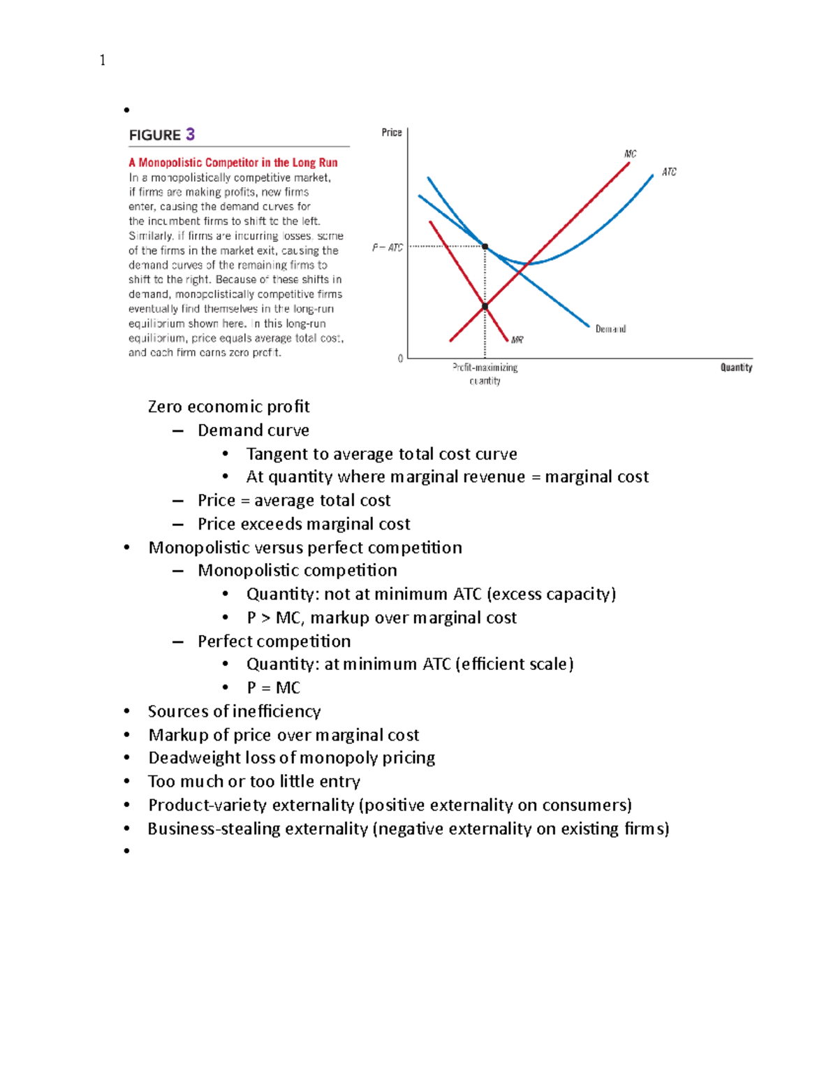 Chapter 16 - Monopolistic Competition P2 - 1 • Zero Economic Profit ...