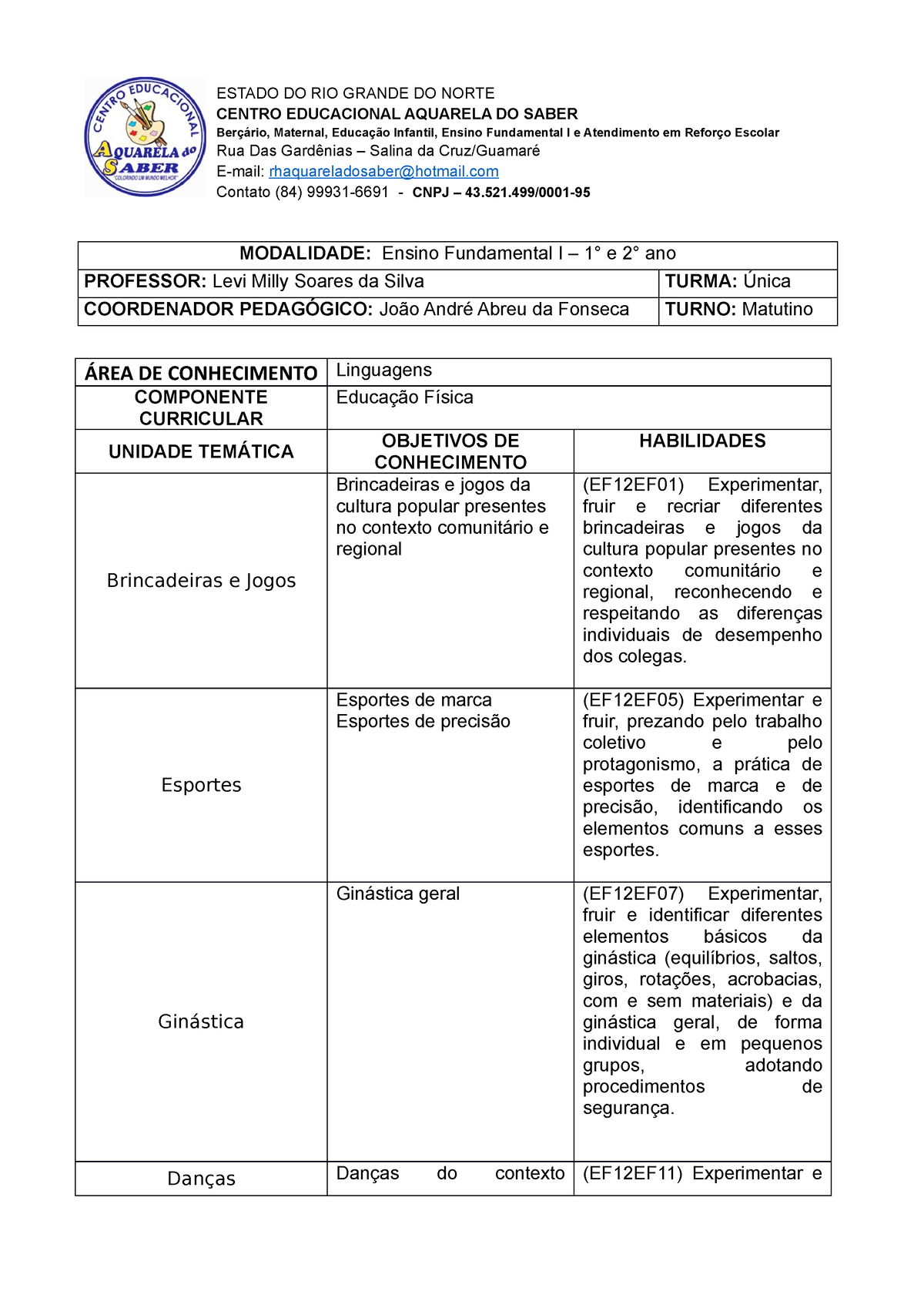 EF12EF07) Ginástica para os anos iniciais