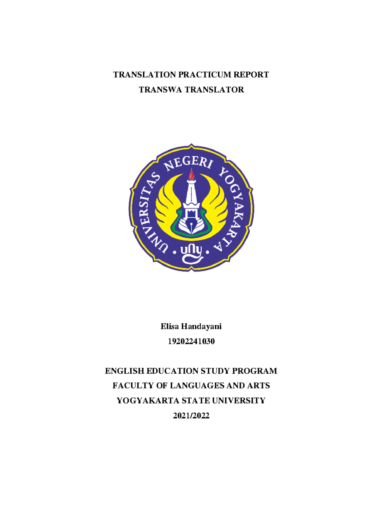 A Translation Intership Report - TRANSLATION PRACTICUM REPORT TRANSWA ...