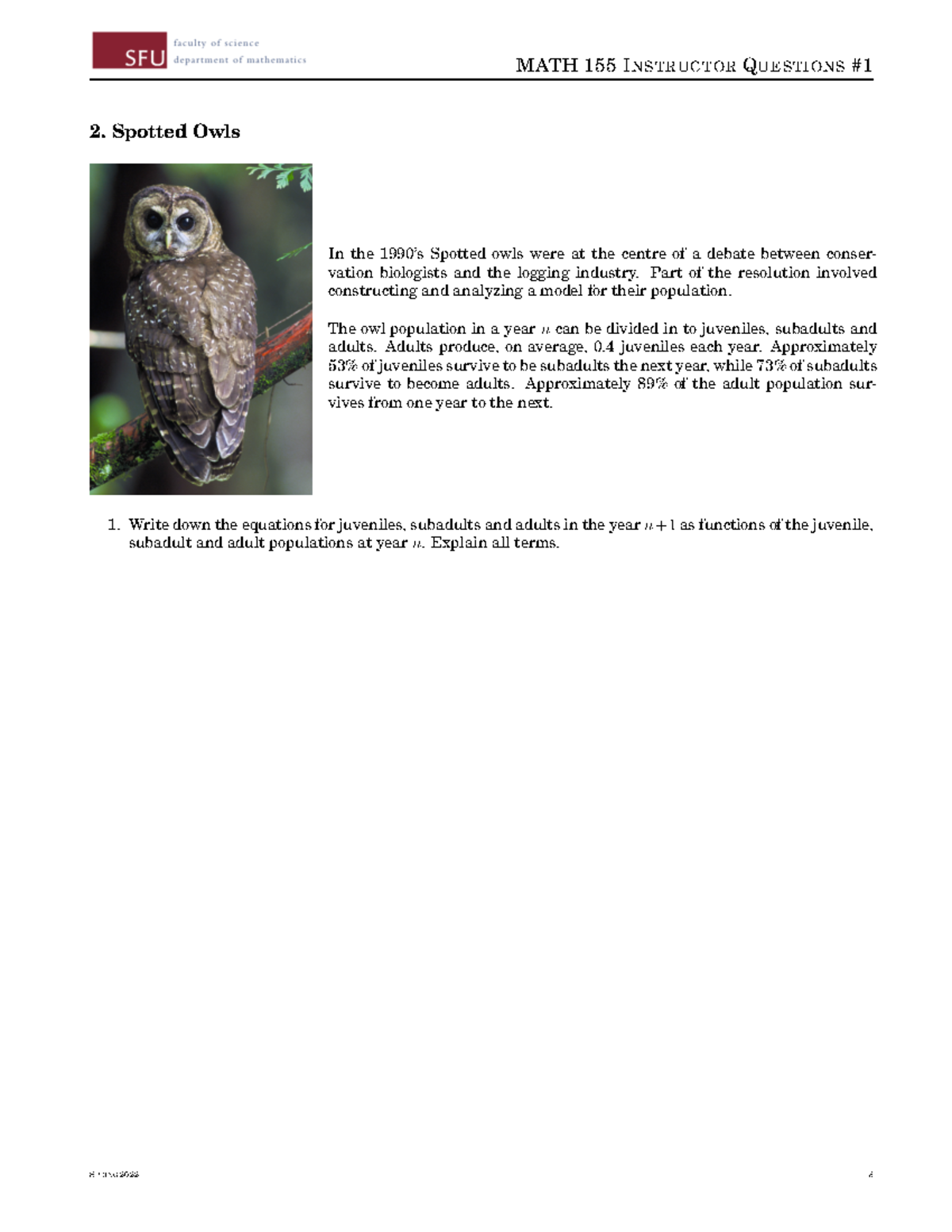 Intstructor Questions 1Q2 MATH 155 INSTRUCTOR QUESTIONS 2. Spotted