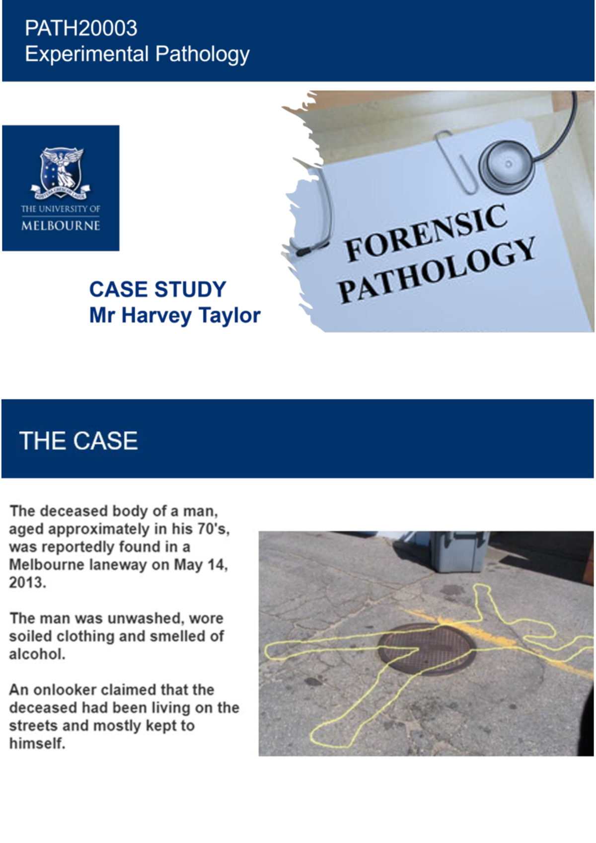 TUTORIAL 2 MR HARVEY TAYLOR Experimental Pathology O THE UNIVERSITY