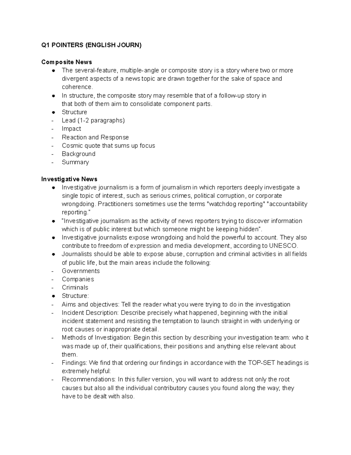 Surviving Eng Journ help - Q1 POINTERS (ENGLISH JOURN) Composite News ...