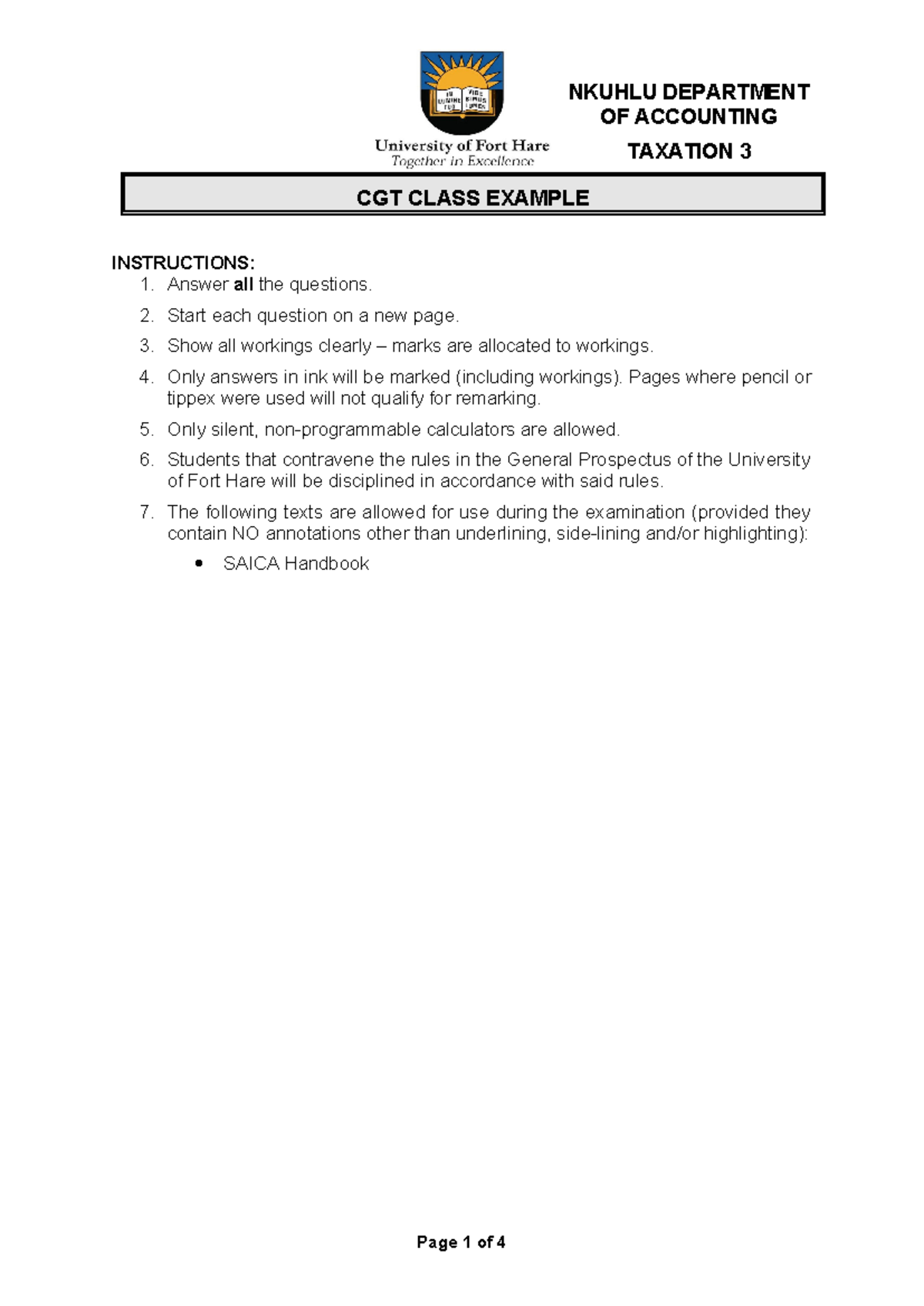 Class Example CGT - Useful for practice. - NKUHLU DEPARTMENT OF ...