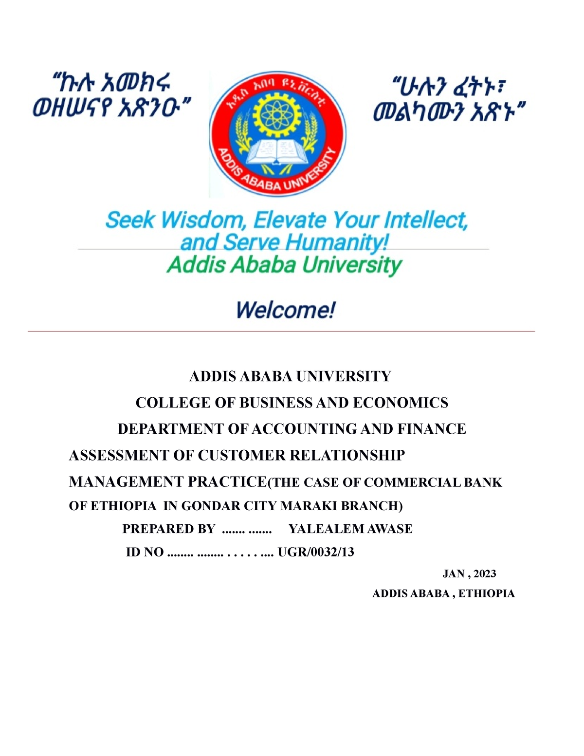 business plan proposal addis ababa university