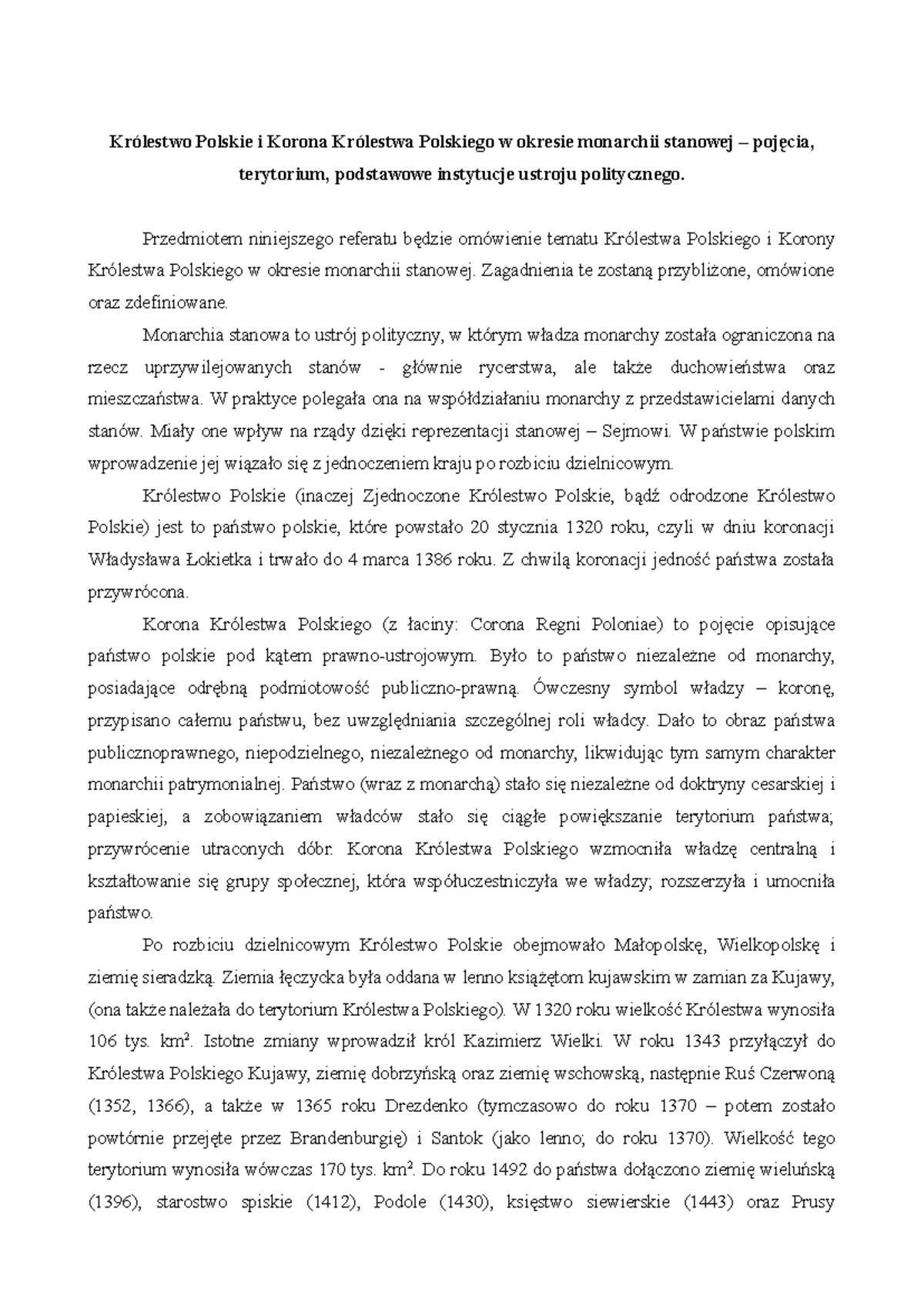 Sprawdzian Z Historii 2 Gimnazjum Korona Królestwa Polskiego