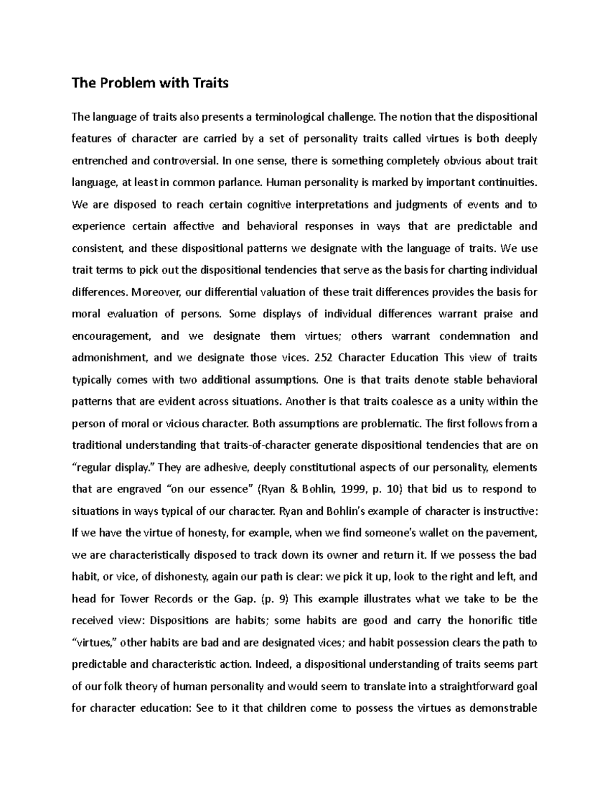 The Problem with Traits - The notion that the dispositional features of ...