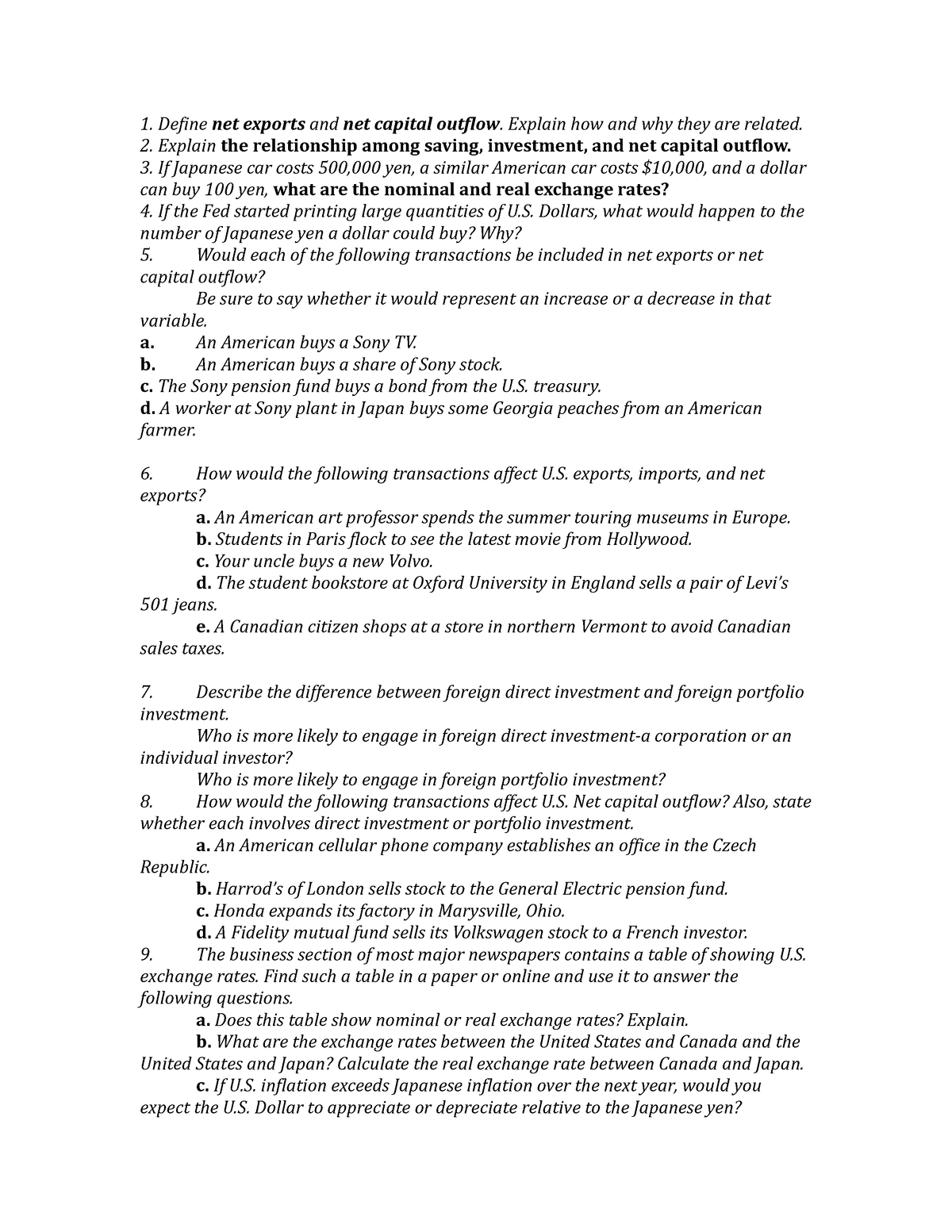 Open-economy - bài tập vĩ mô - Define net exports and net capital ...