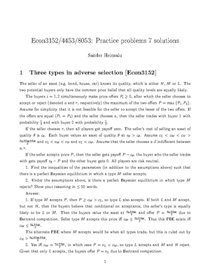 Practice Problems 10 Sols - Econ3152/4453/8053: Practice Problems 10 ...