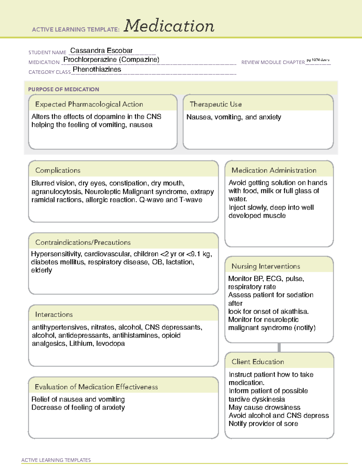 Medication SIM - N/A - STUDENT NAME ...