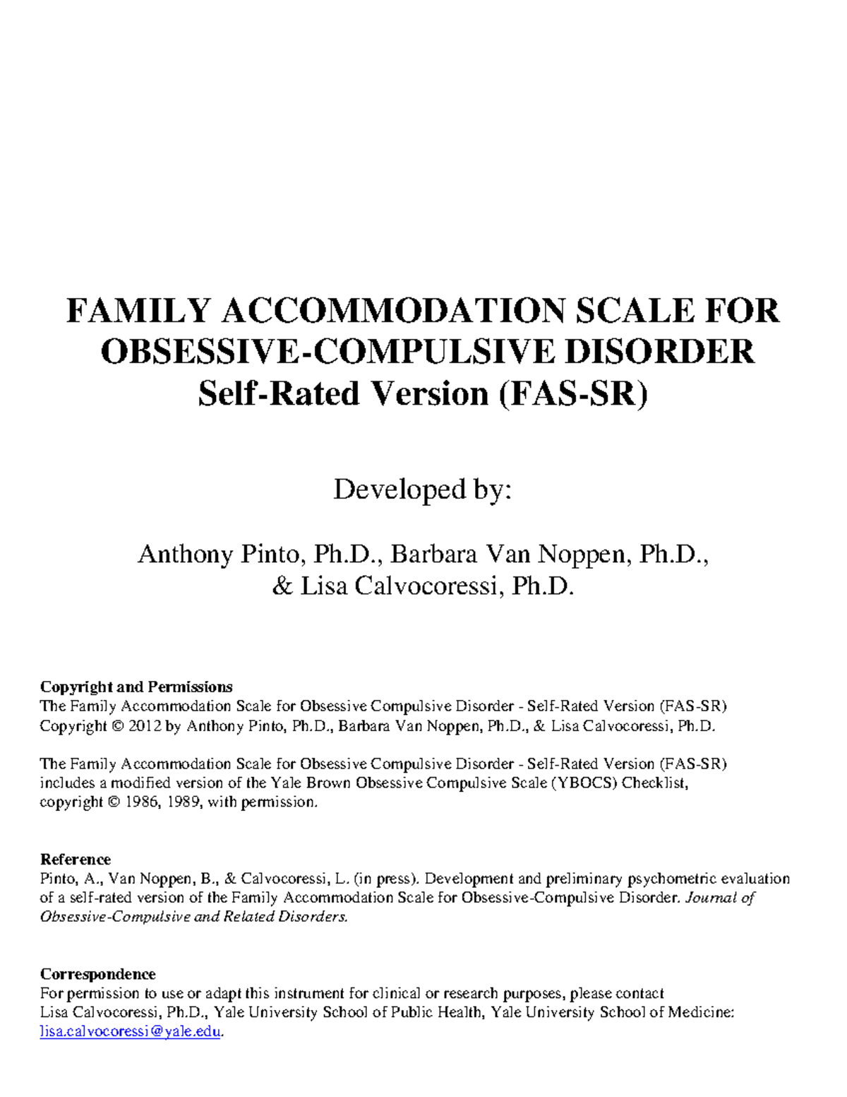 FAS Family Scale FAMILY SCALE FOR