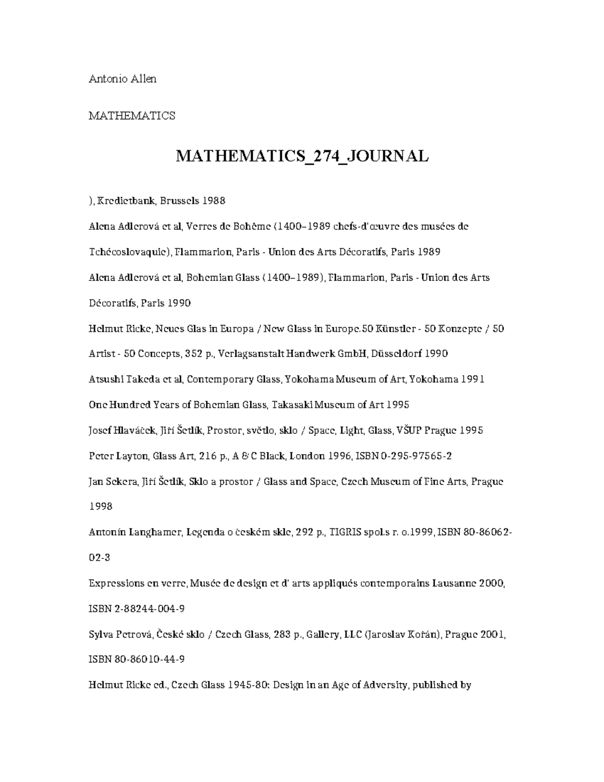 Mathematics 274 Journal - Antonio Allen MATHEMATICS MATHEMATICS_274 ...