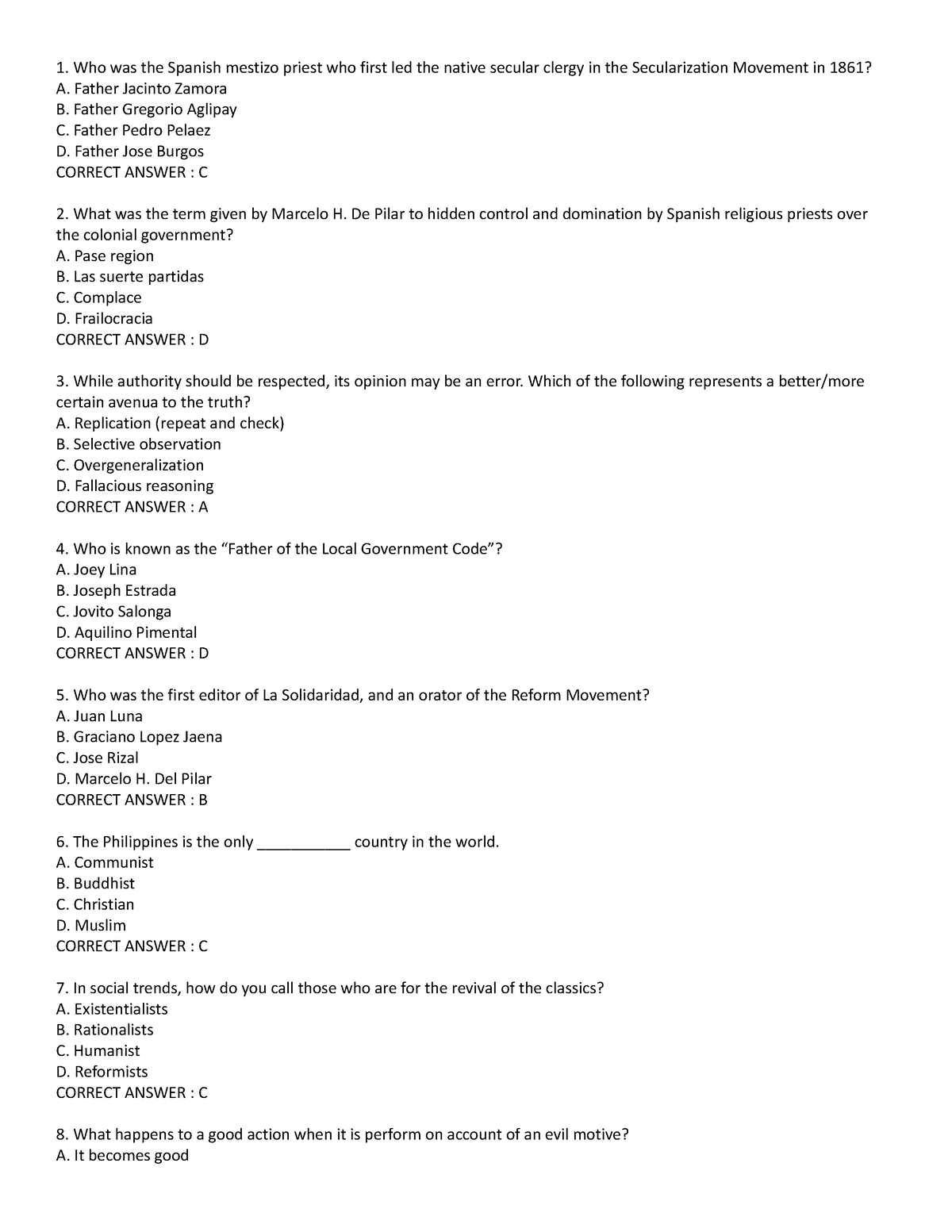 LET-GEN-ED-Social Science Drill 2 - Who was the Spanish mestizo priest ...