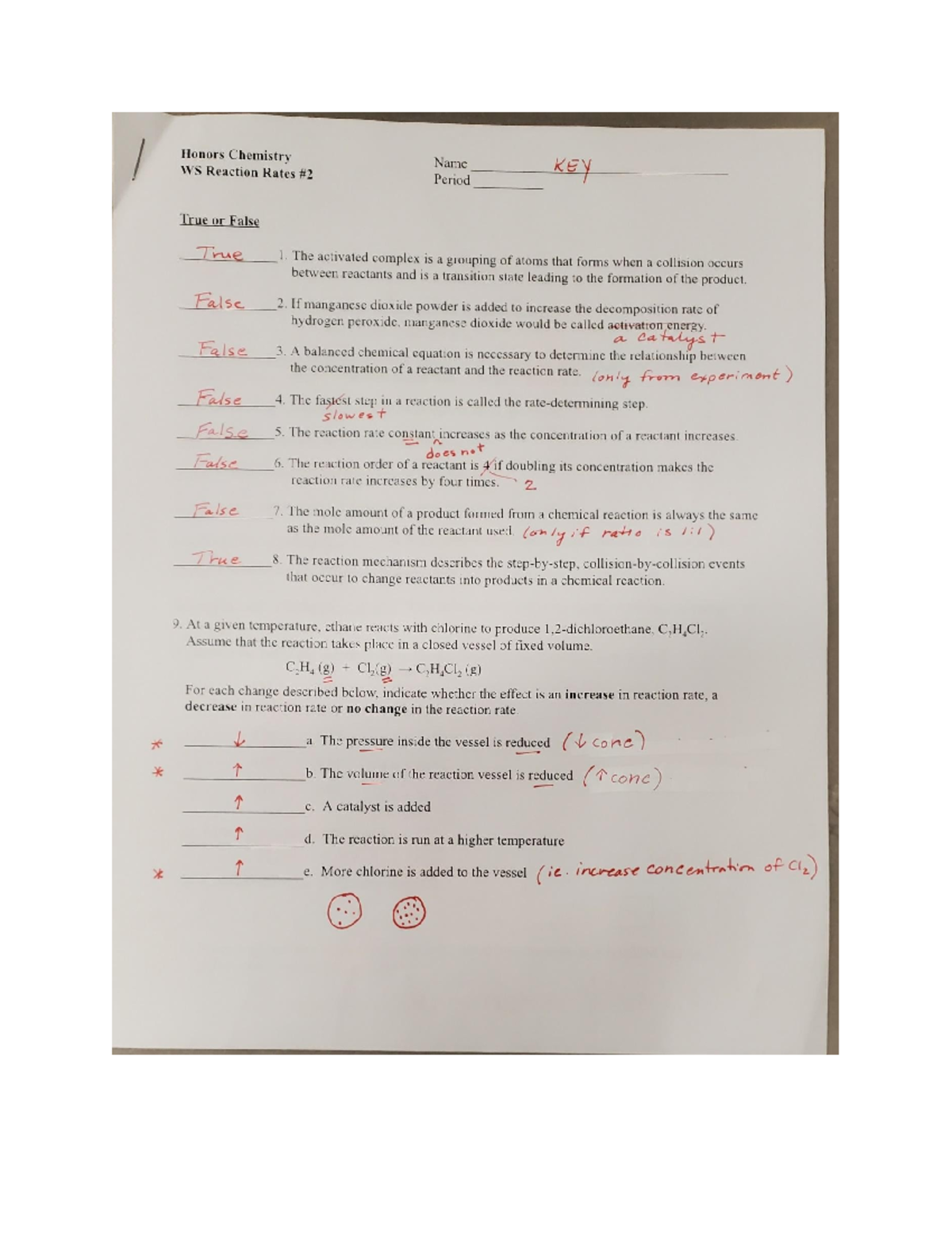 13a. WS Reaction Rate #2 - KEY - Studocu