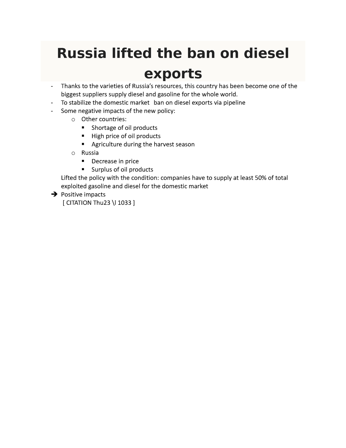 Russia Lifted The Ban On Diesel Exports - Russia Lifted The Ban On ...