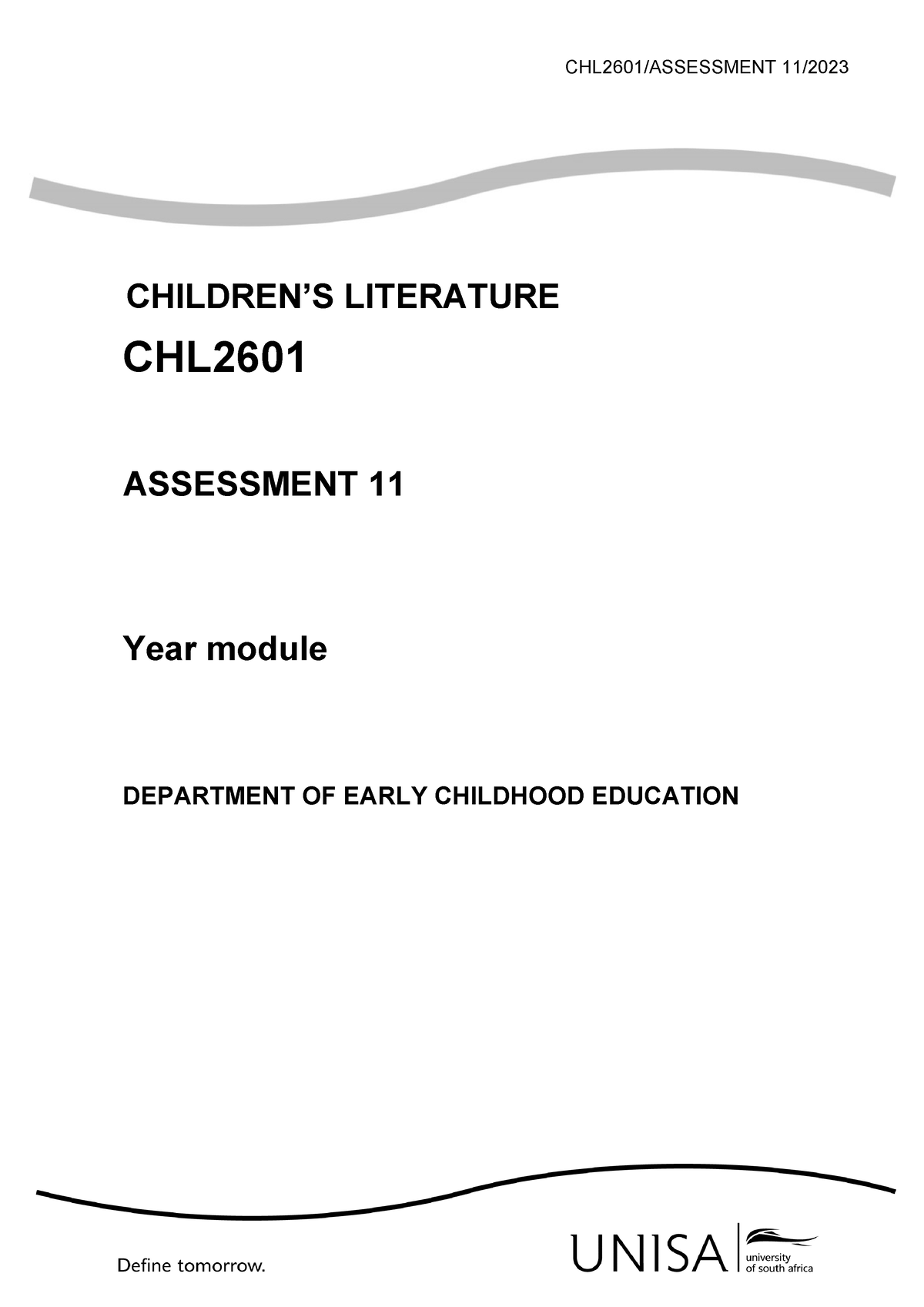 CHL2601 2023 Assessment 11 Written Elective - CHL2601/ASSESSMENT 11 ...