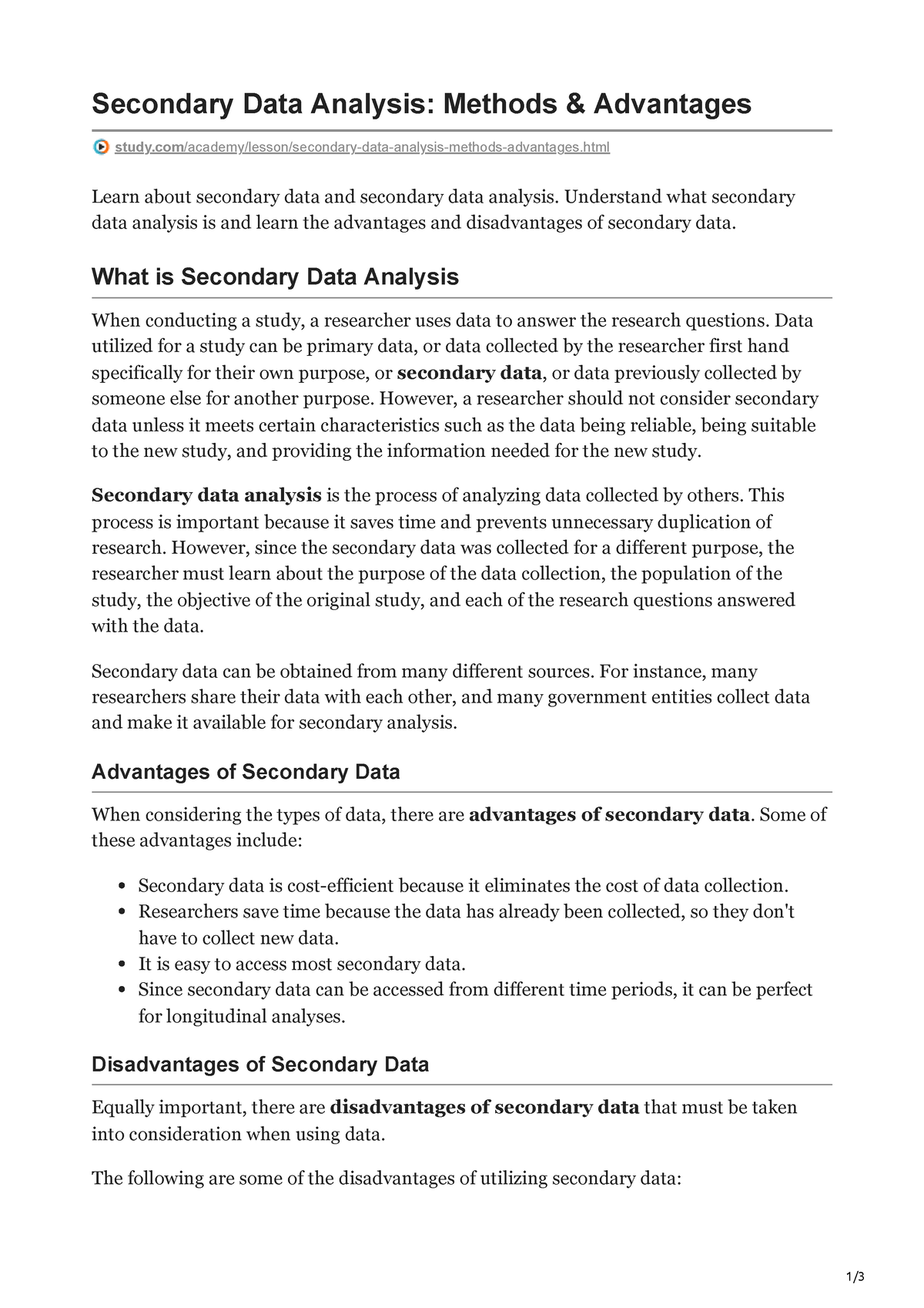 secondary analysis research paper