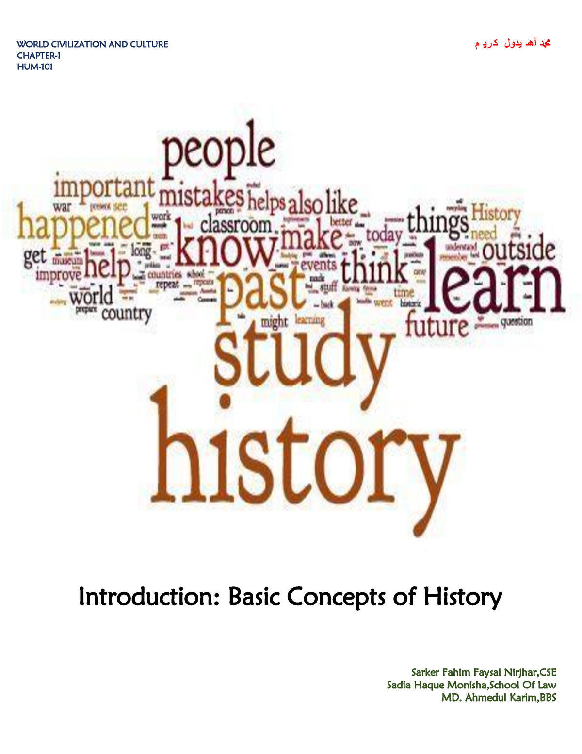 Chapter-1 - Lecture Notes 1 - WORLD CIVILIZATION AND CULTURE CHAPTER-1 ...