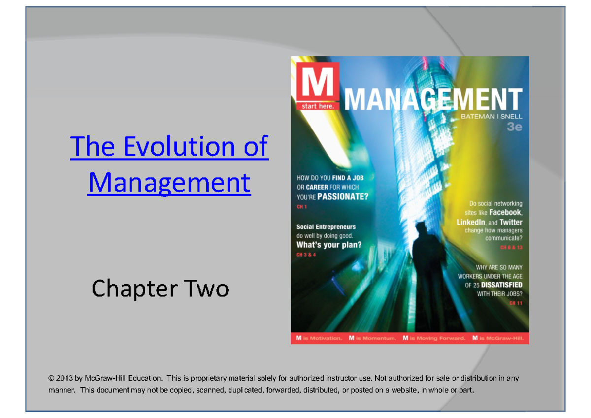 Tema 2 - APUNTES - Chapter Two The Evolution of Management © 2013 by ...