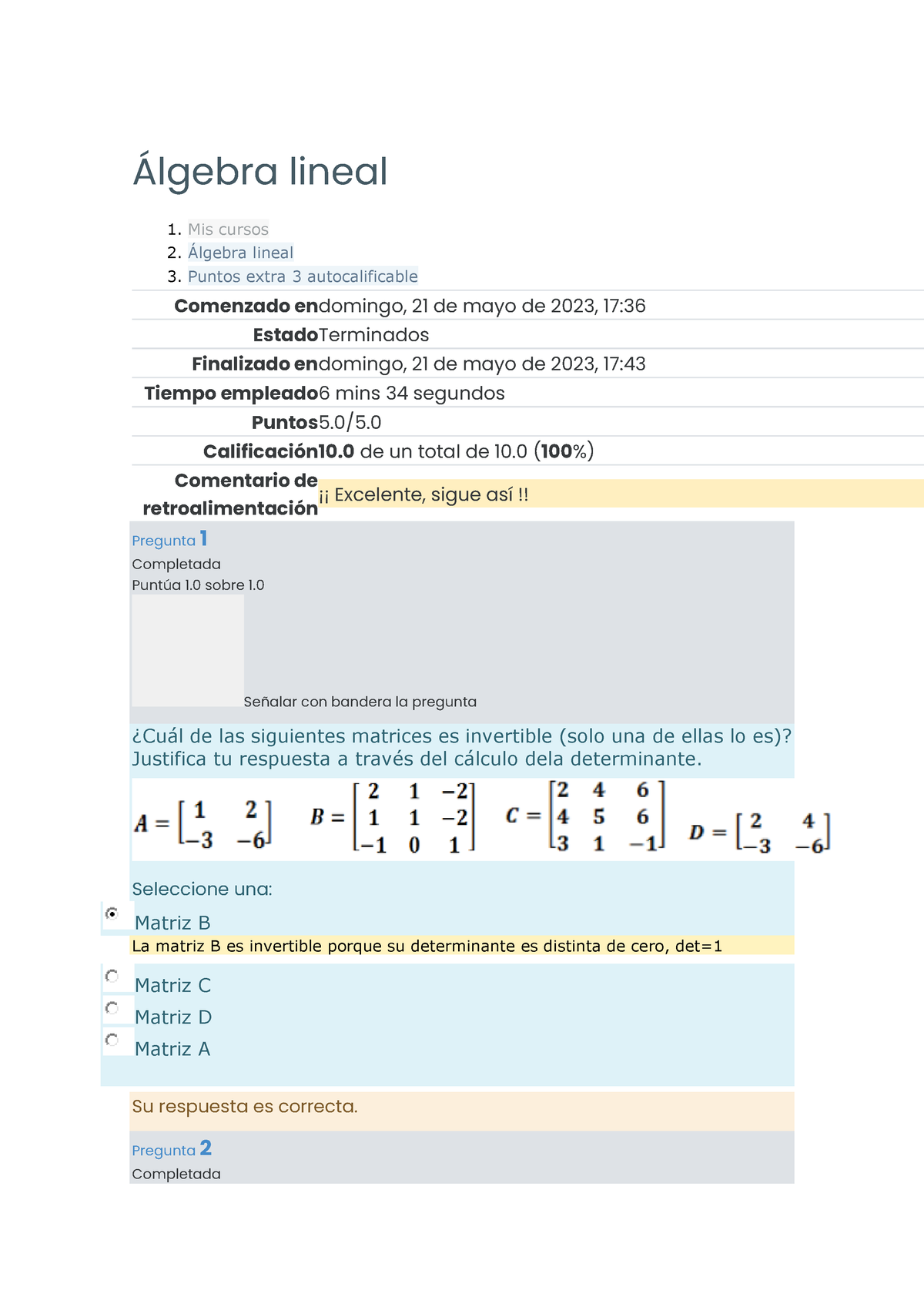 Álgebra Lineal Autocalificable Semana 3 - ¡lgebra Lineal 1. Mis Cursos ...