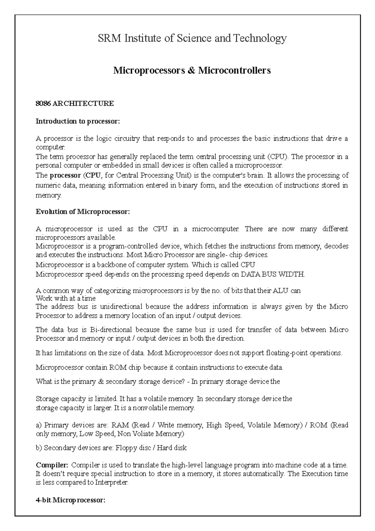 Micro - Lecture notes 2 - SRM Institute of Science and Technology ...