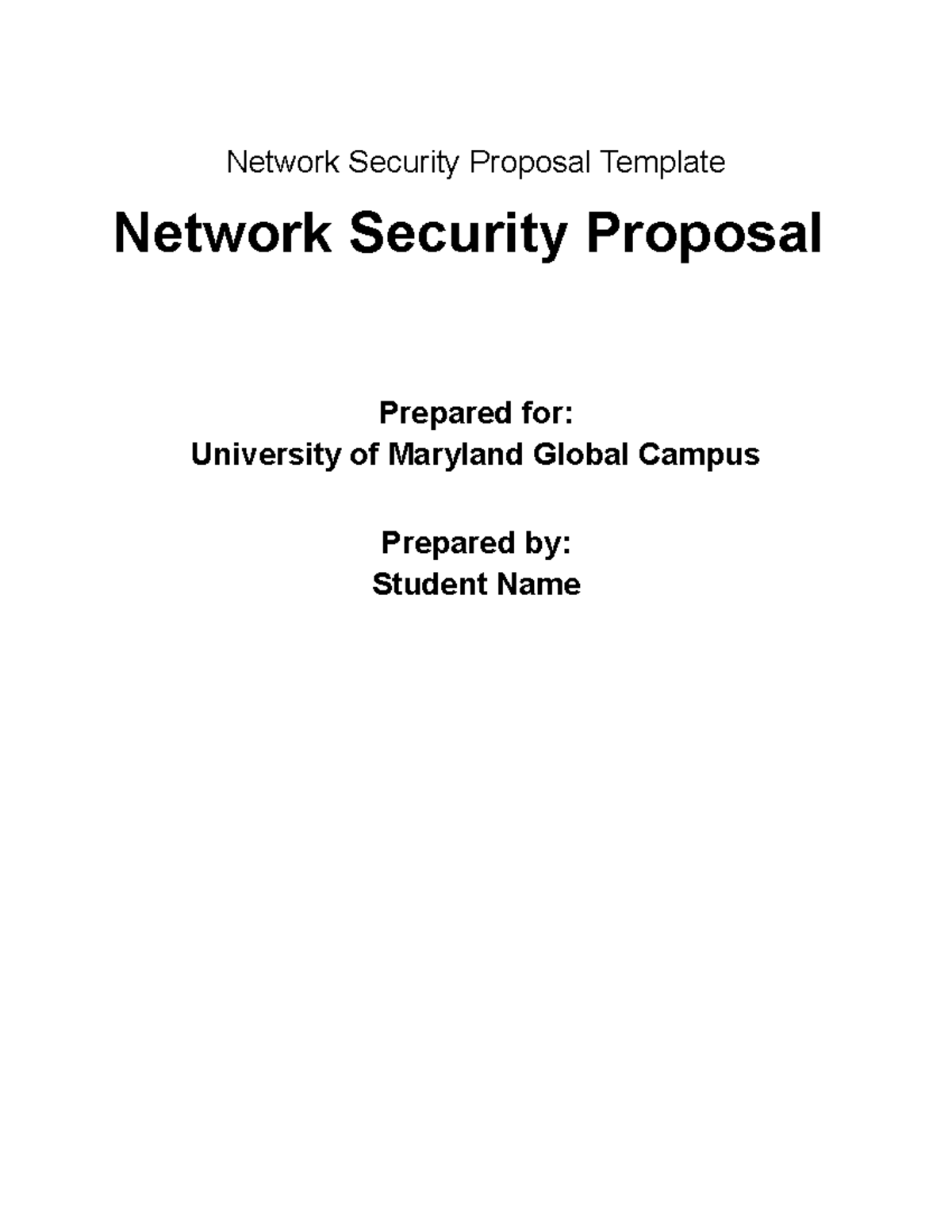 Network Security Proposal Template Network Security Proposal Template