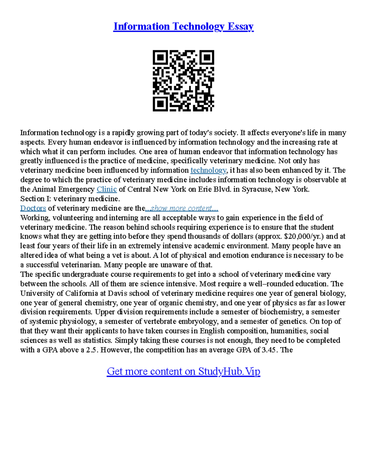 Essays Written By Students - Information Technology Essay Information ...
