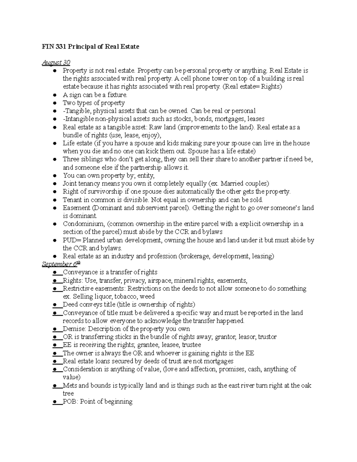 2018Principals of Real Estate Fin331Week 1 Notes FIN 331 Principal