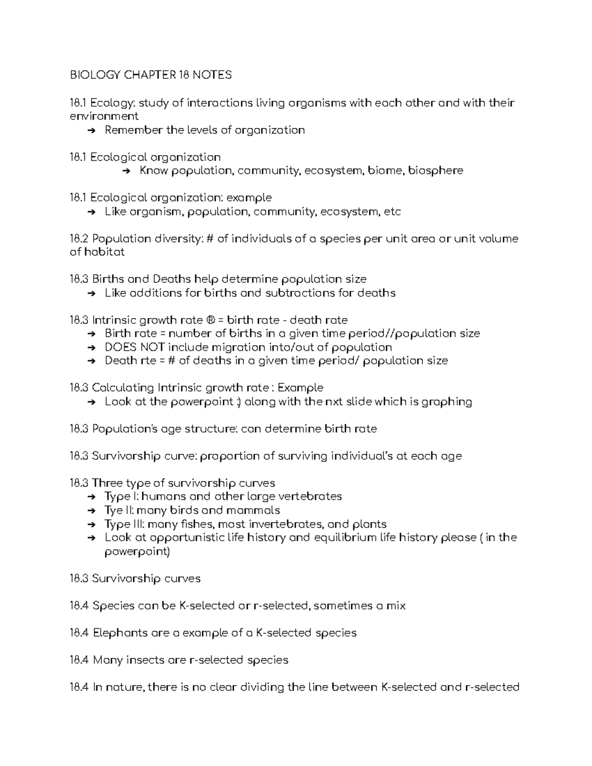 BIOL CHAP18 Notes - BIOLOGY CHAPTER 18 NOTES 18 Ecology: Study Of ...