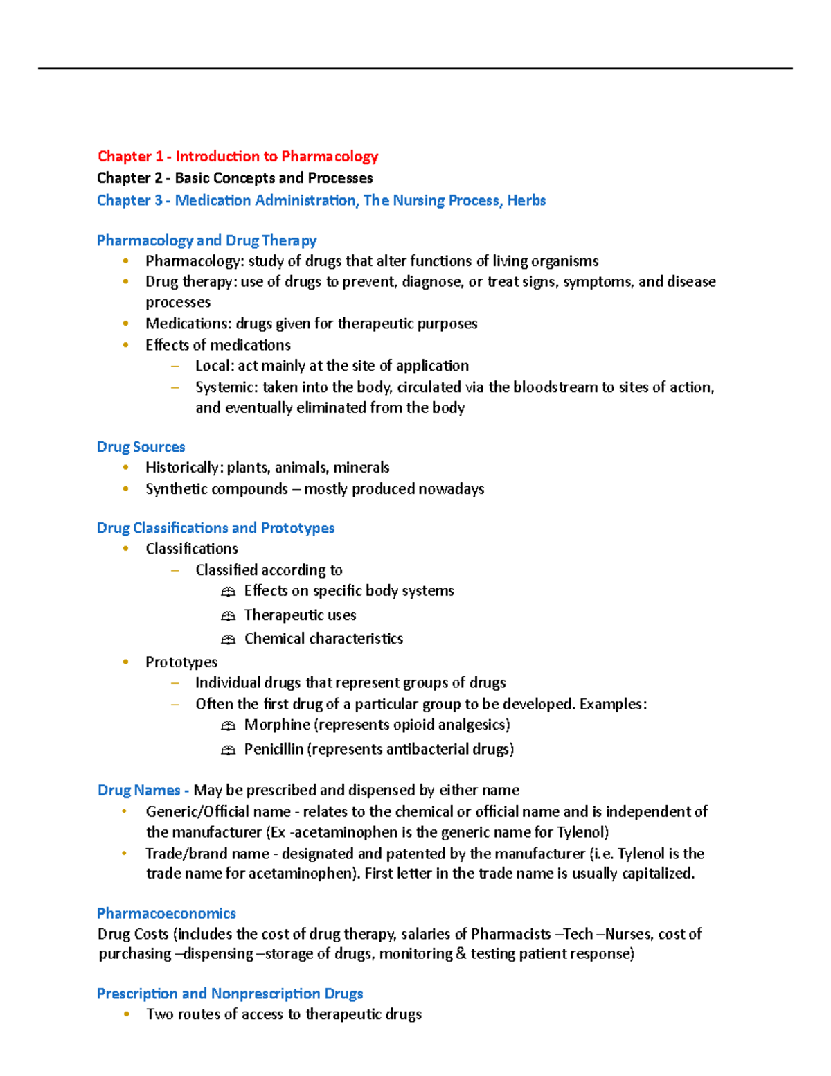 Pharm exam 1 notes - Chapter 1 - Introduction to Pharmacology Chapter 2 ...