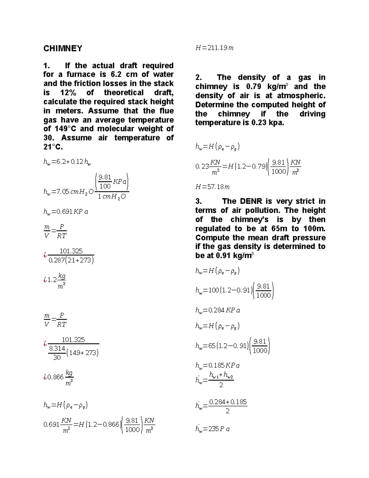 Toaz take time to read CHIMNEY If the actual draft required for a