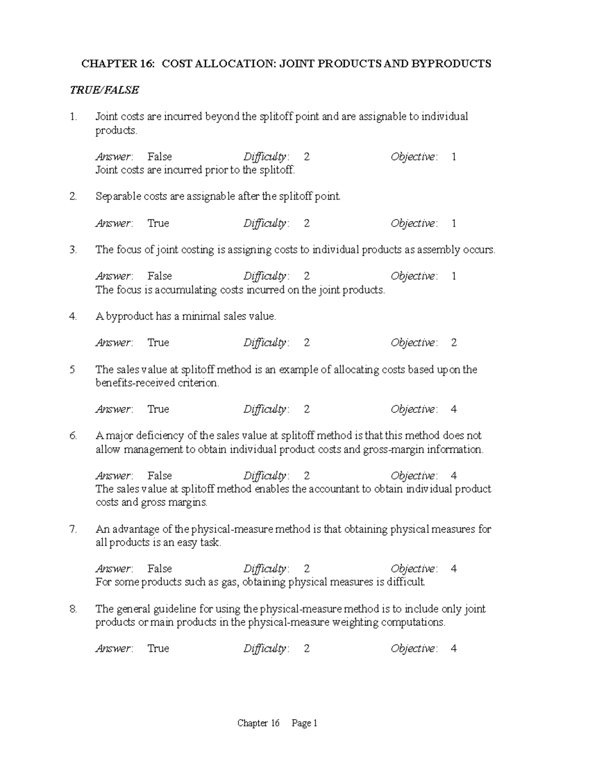 Ch16 COST Allocation Joint Products AND Byproducts - CHAPTER 16: COST ...