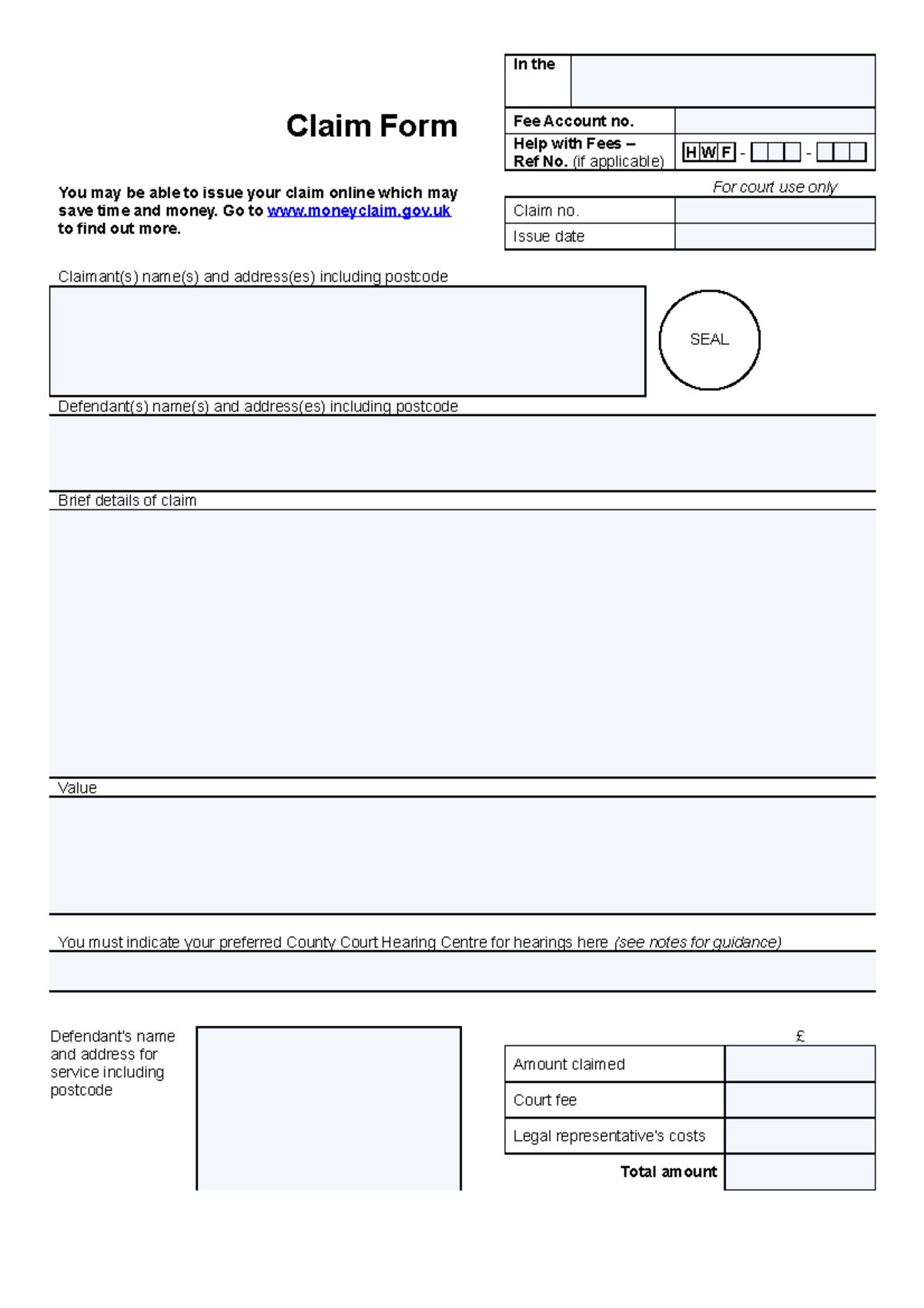 2223 dis ws04 ce01 claim form - In the Claim Form Fee Account no. Help ...