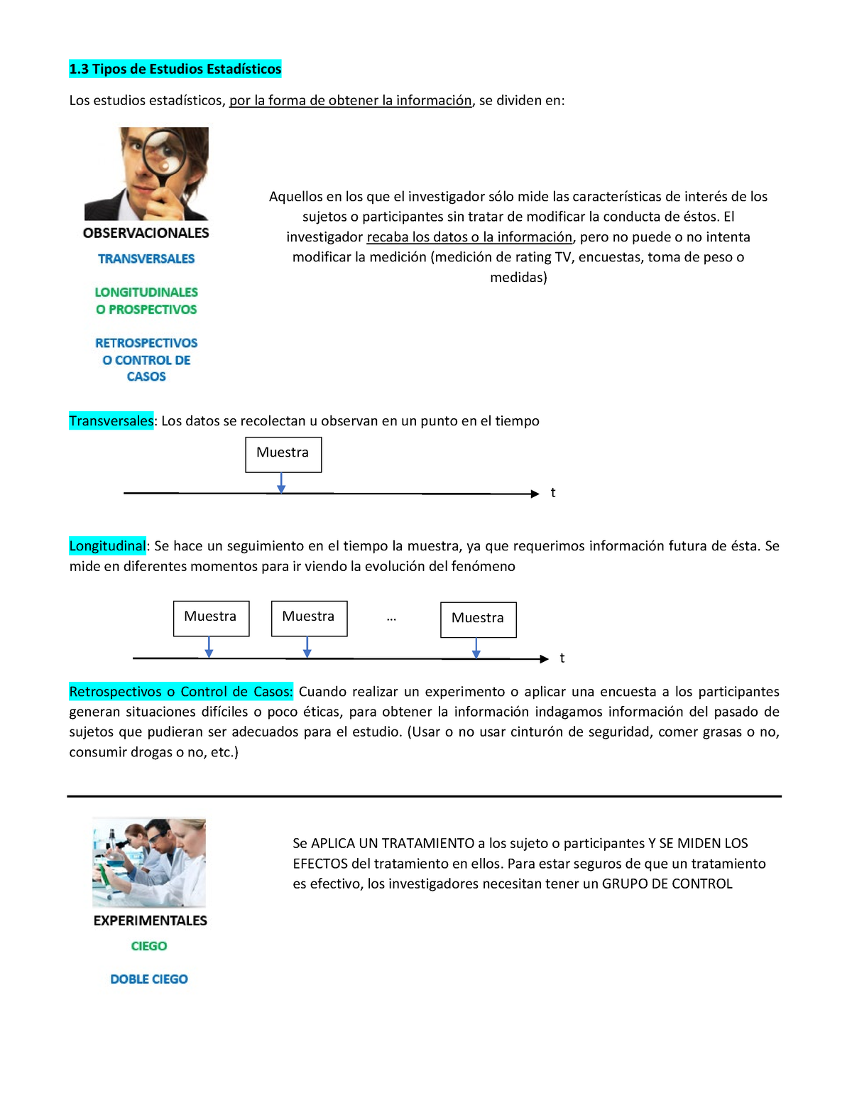 6 Junio Secc 1-3 Y 1-4 - Apuntes - 1 Tipos De Estudios Estadísticos Los ...