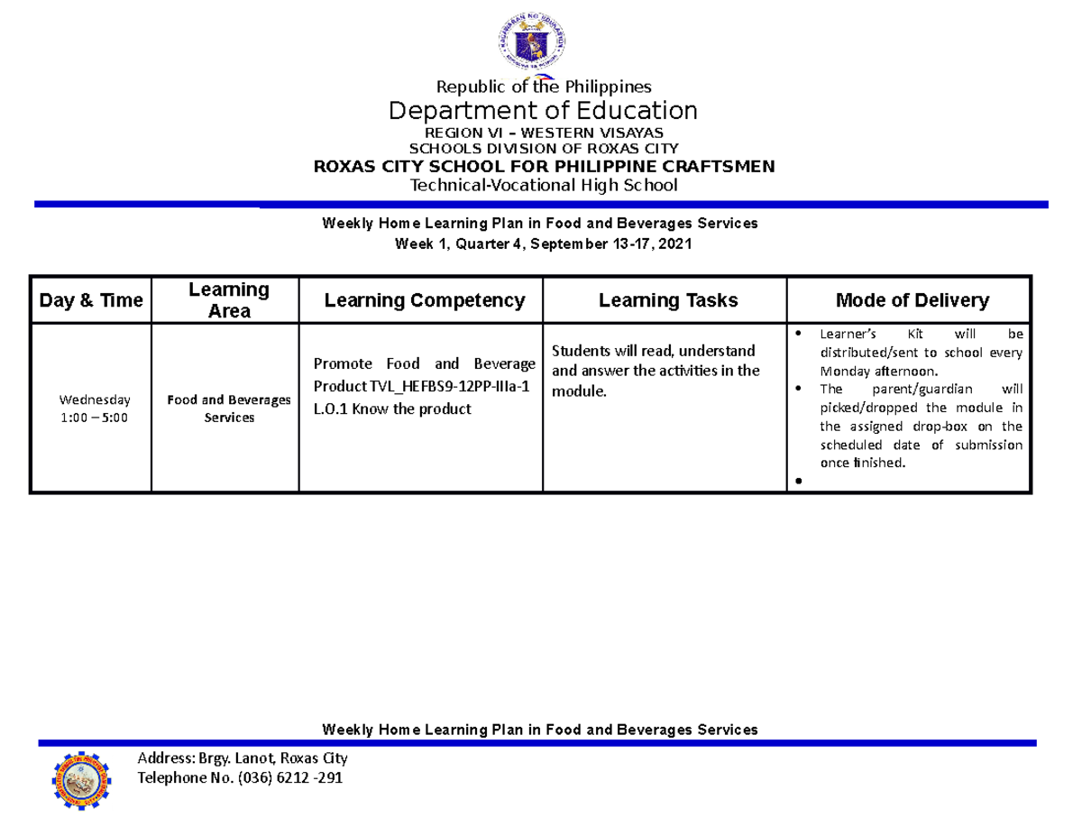 WHLP-FBS-2021(4th Quarter) - Department of Education REGION VI ...