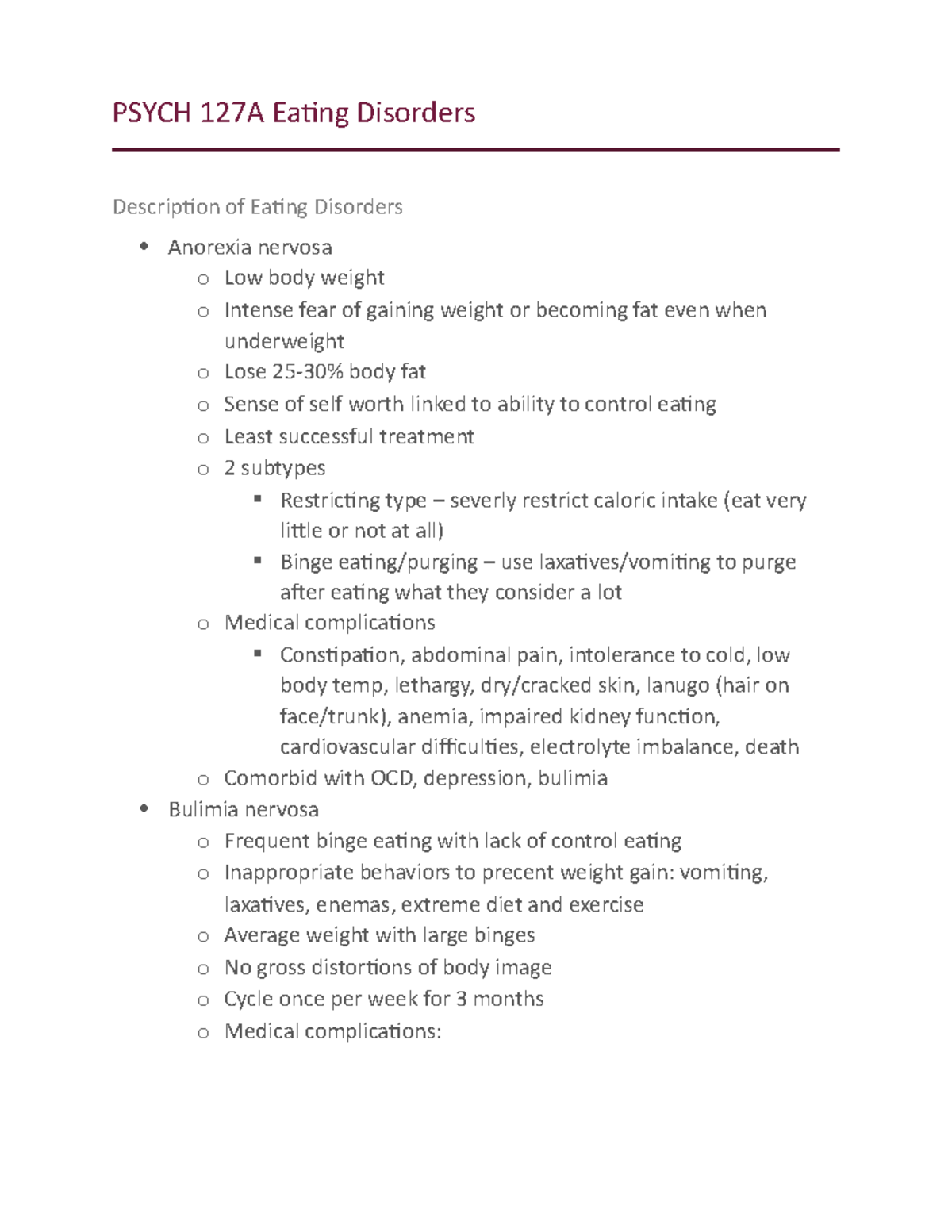 PSYCH 127A Eating Disorders - PSYCH 127A Eating Disorders Description ...