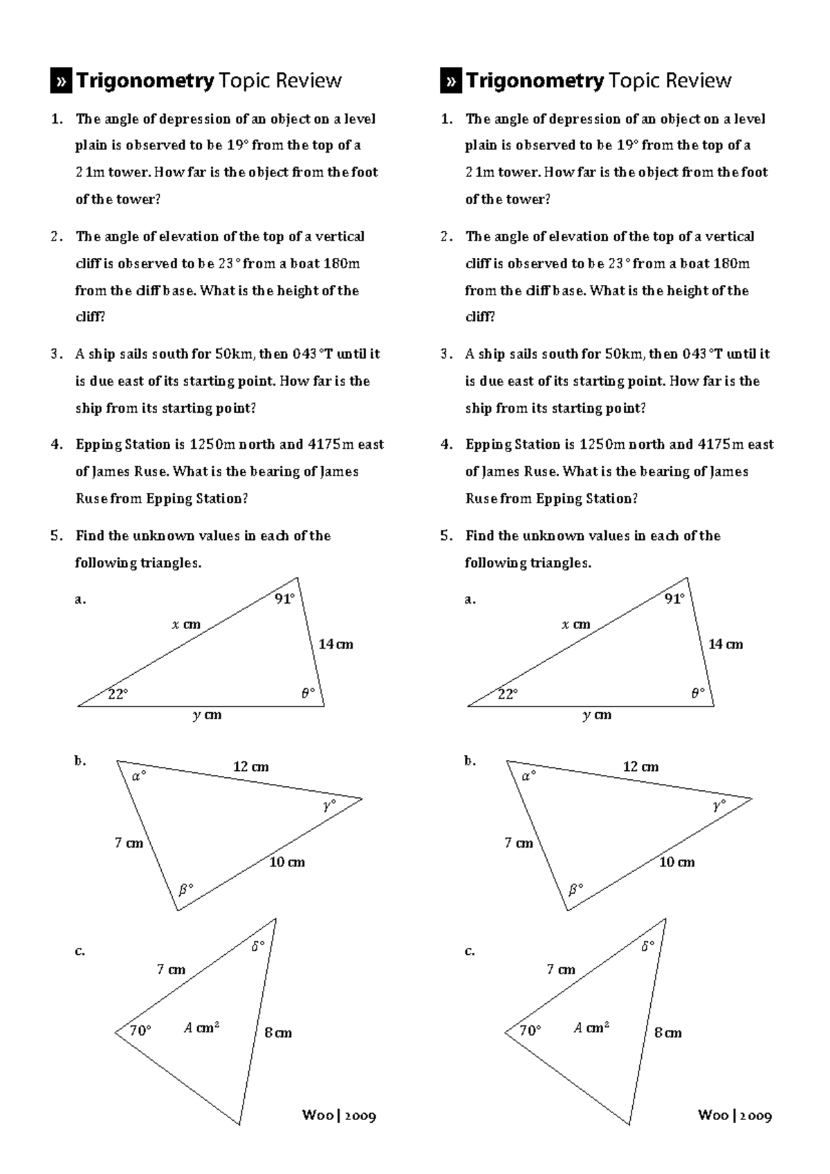 Trig review - Trigonometry - Woo | 2009 Woo | 2009 .». Trigonometry ...