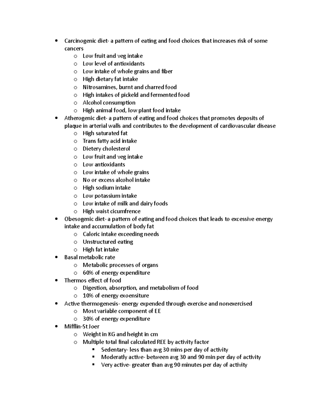 Carcinogenic diet Exam 3 info Carcinogenic diet a pattern of