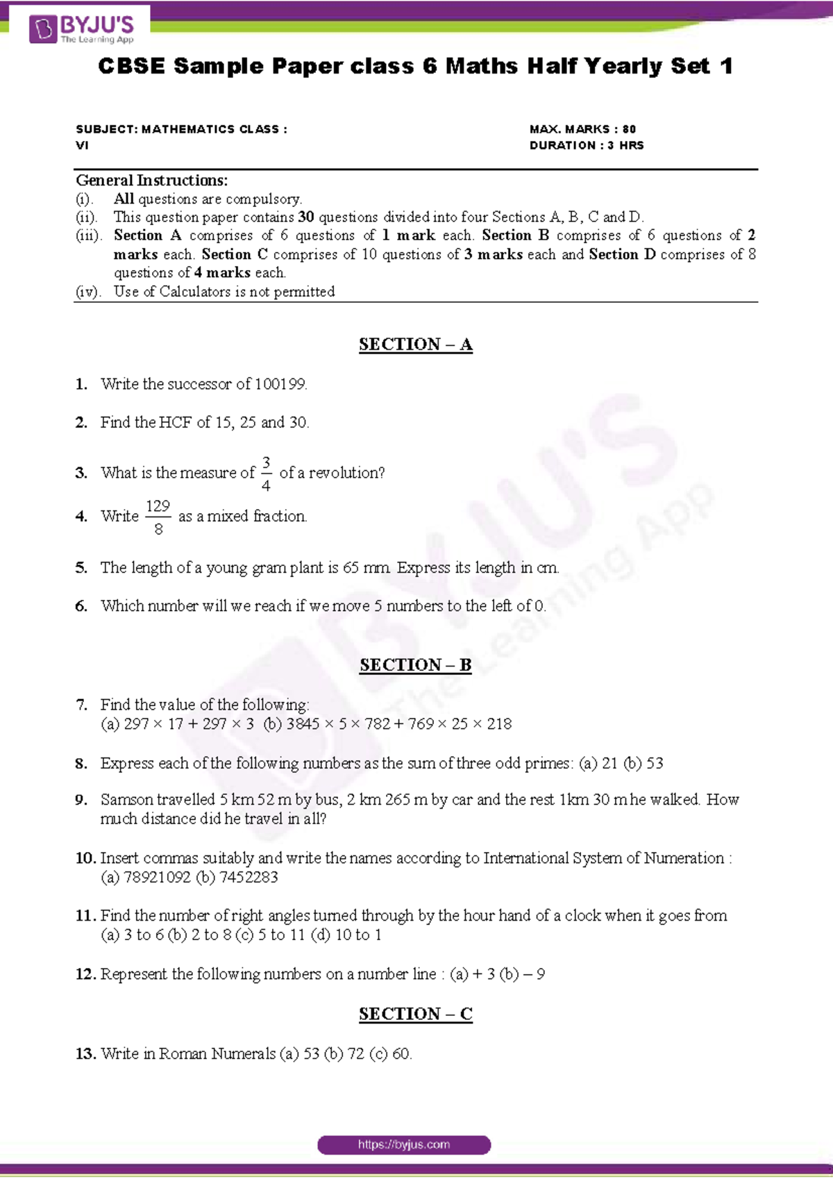 Class 6 English Half Yearly Question Paper 2023 Term 2