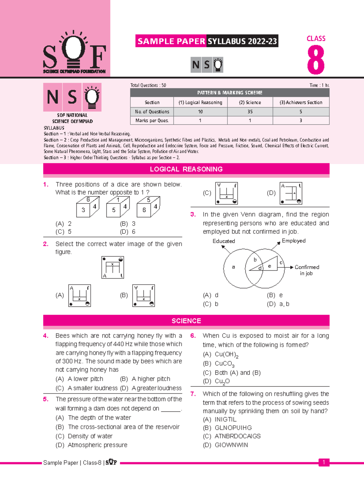 Nso sample paper class8 Sample Paper Class8 1 CLASS 8