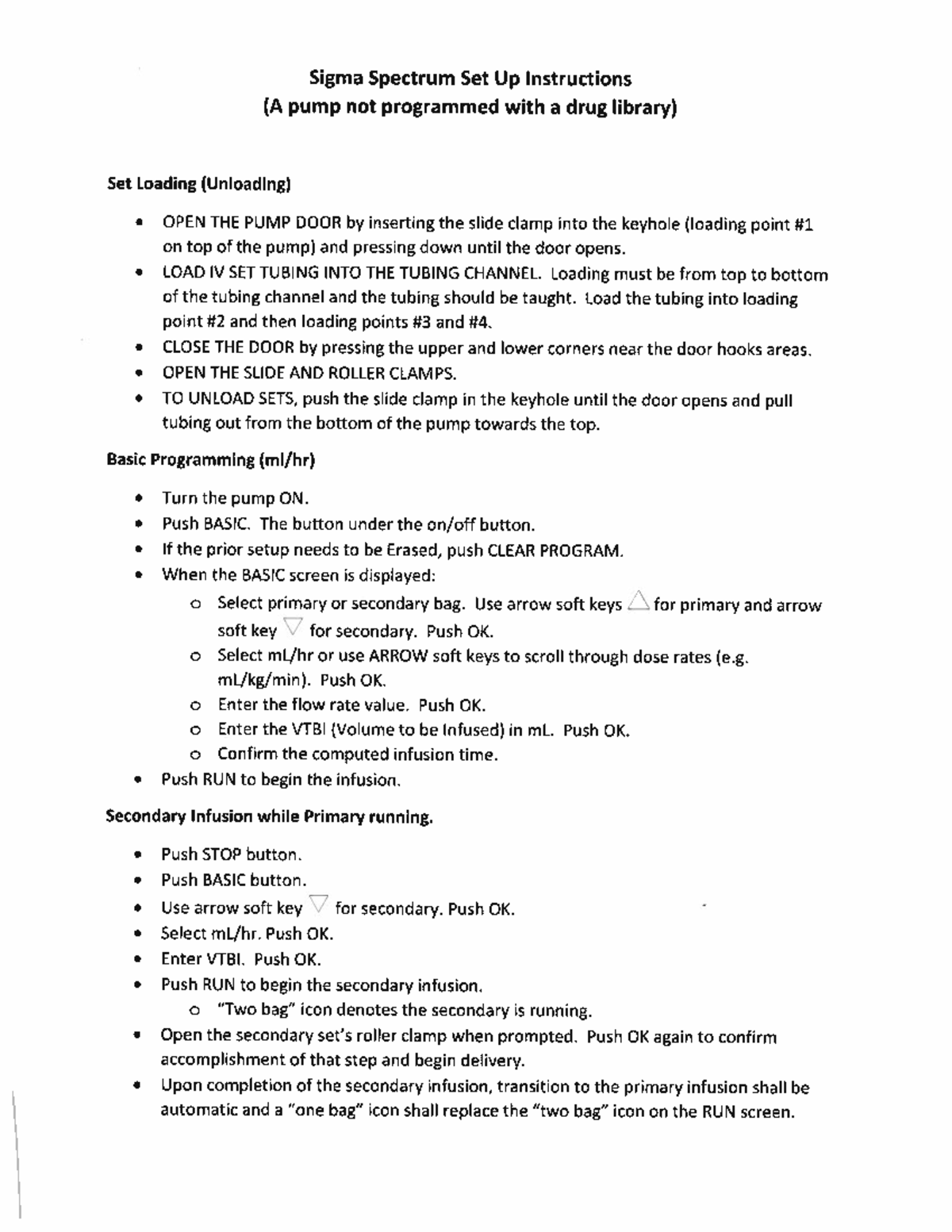 Sigma pump quick reference NURS 1220 Studocu