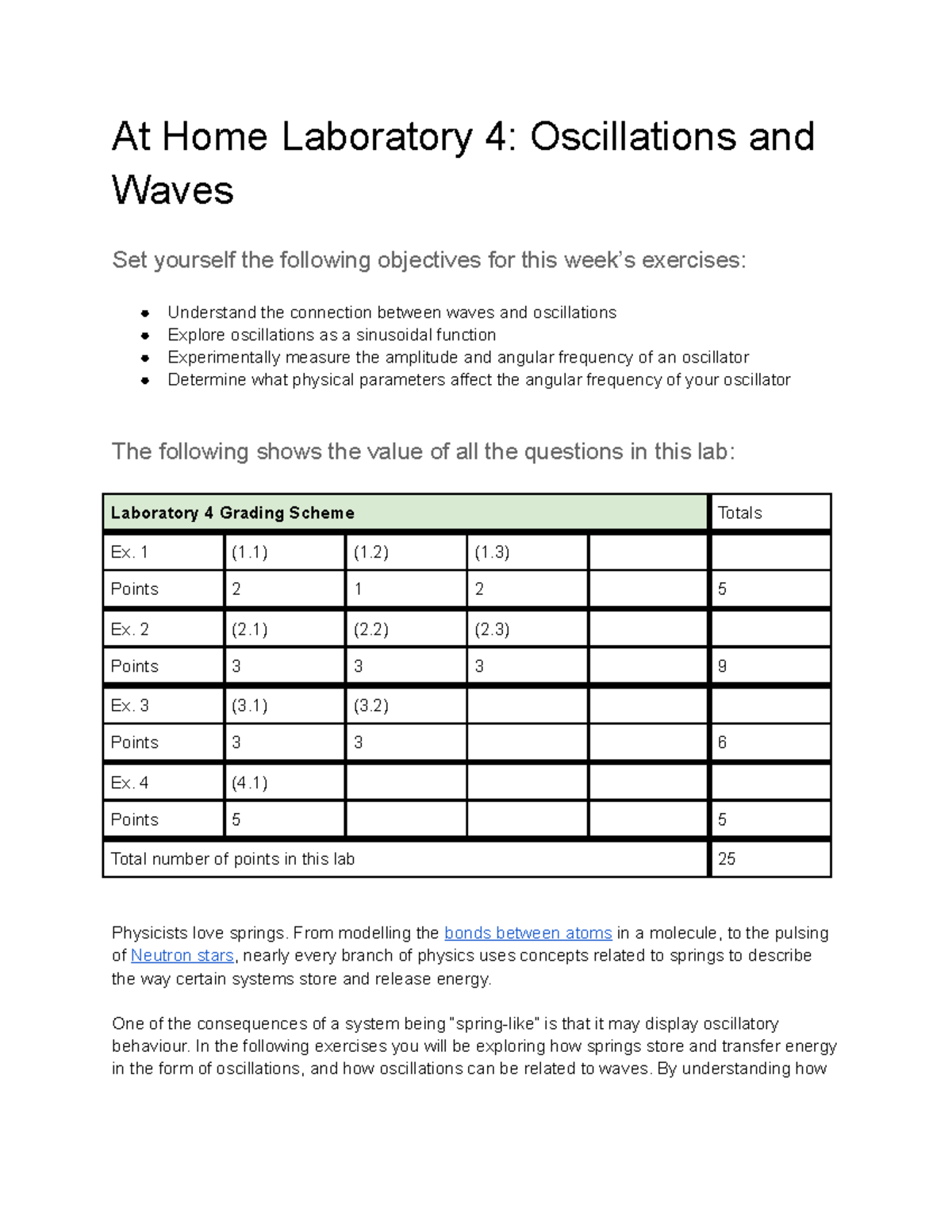 Lab 4 Instructions F21 Lab Outline for Physics 1A03 Exp Oscillation