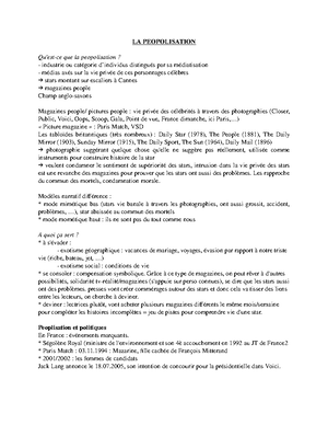 La Peopolisation 7 Notes De Cours 7 La Peopolisation Qu Est Ce Que La Peopolisation Industrie Ou Cat Gorie Individus Distingu Par Sa Diatisation Dias Ax Sur Studocu