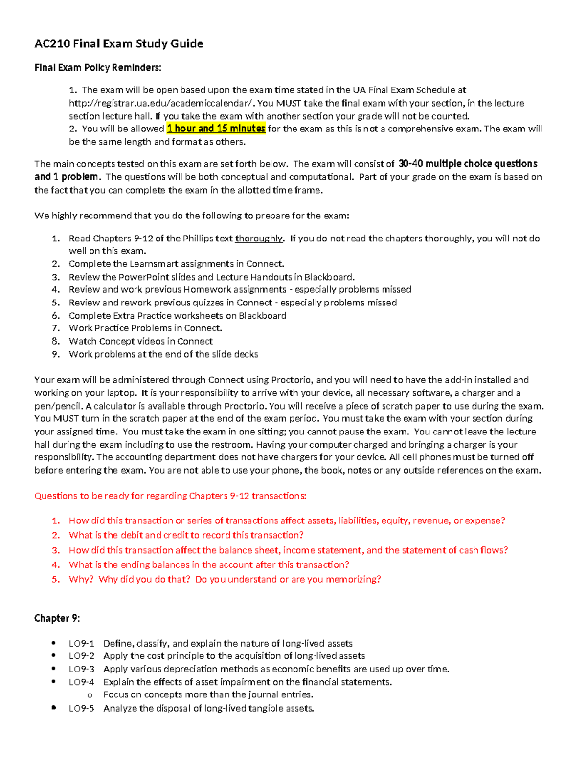 AC210 Exam 3 Study Guide(1) AC210 Final Exam Study Guide Final Exam